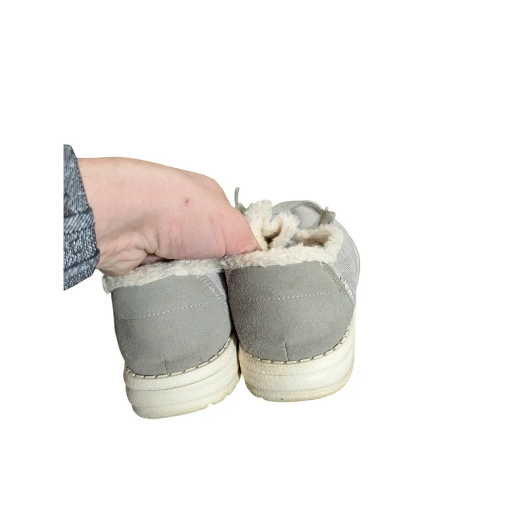 Hey Dude Wendy Corduroy Grey Gray Faux Fur Casual Walking Shoes Women's Size 7
